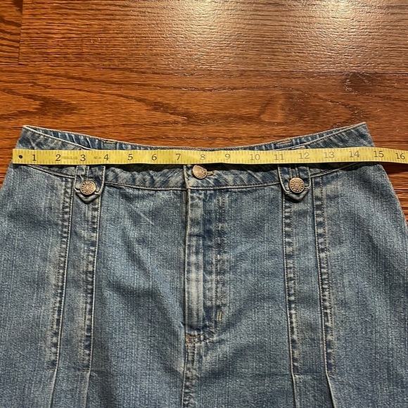 BILL BLASS women’s SOFT cotton denim pleated skirt zip front button closure sz 6 - Picture 6 of 10